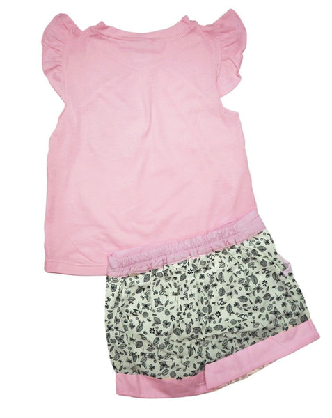 Cotton Tee and Shorts Set - Light Pink Floral