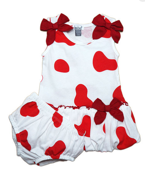 Red and White Bubble 2-Piece Romper