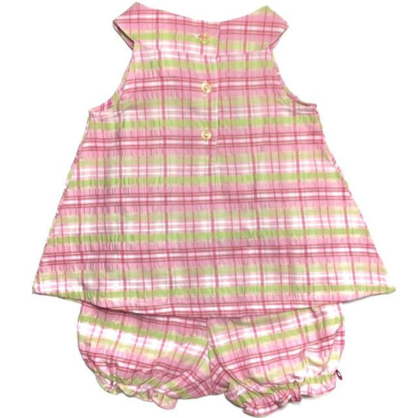 Pink Checkered Bloomers Set with Headband