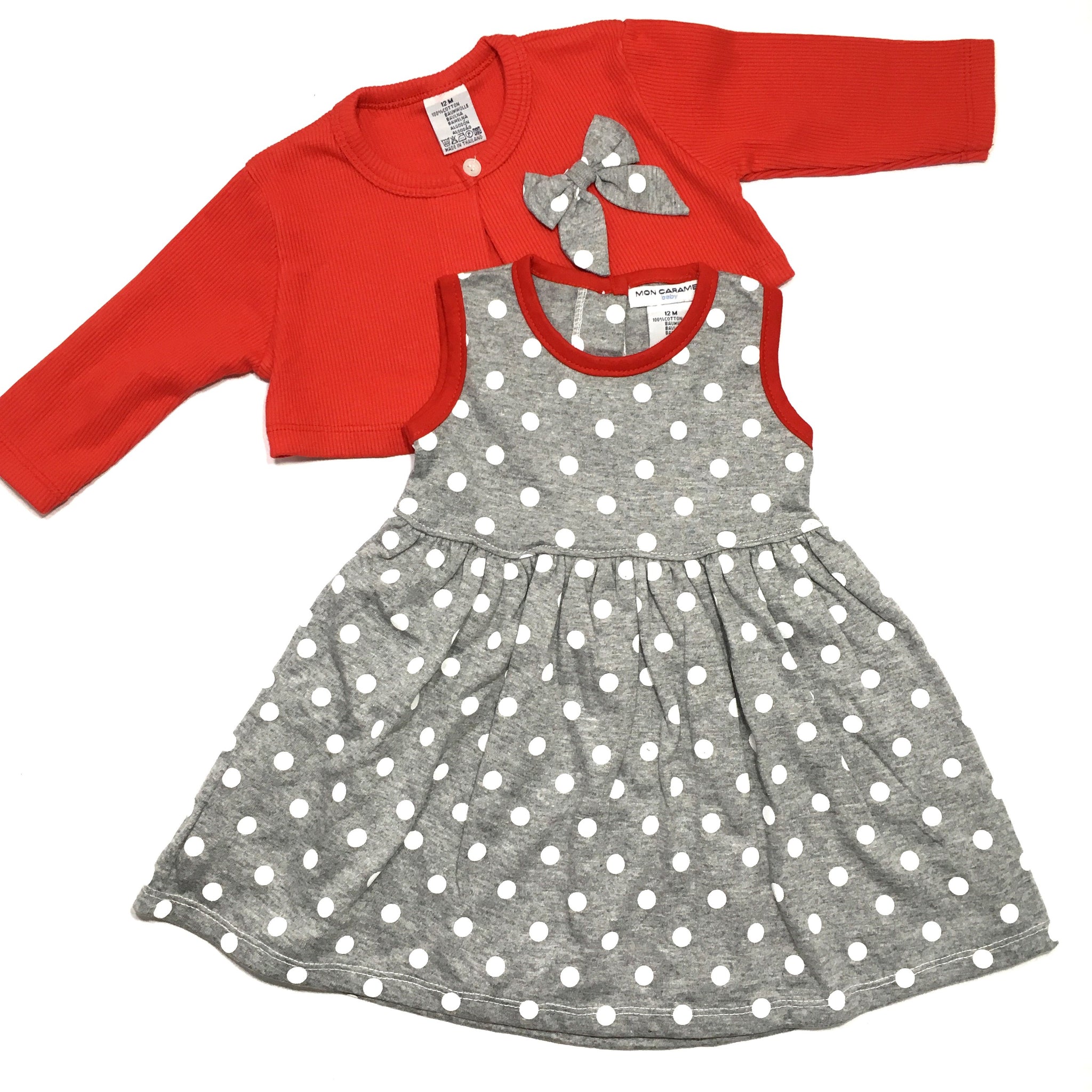 Red and Grey Polka Two Piece Set