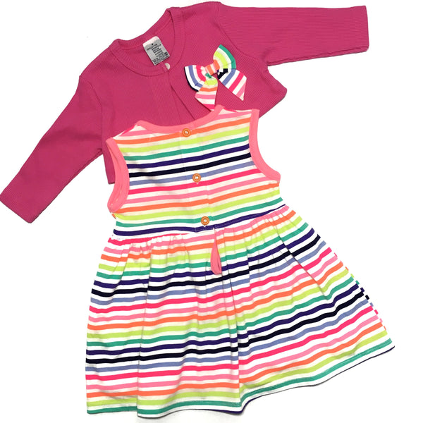 Pink and Rainbow Stripes Two Piece