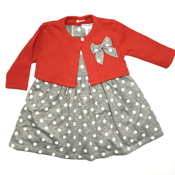 Red and Grey Polka Two Piece Set