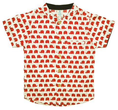 Little Elephants Mandarin Collar Shirt